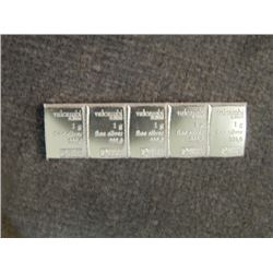 BULLION BARS - 5 X 1 GRAM BLOCK - VALCUMBI SUISSE BARS - DIVISABLE INTO 5 1 GRAM PIECES  = 5 X BID