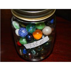 JAR OF COLLECTABLE AND OTHER MARBLES - MAY CONTAIN PEEWEE'S, LARGE AND OTHER RARE ONES