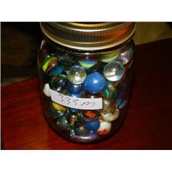 JAR OF COLLECTABLE AND OTHER MARBLES - MAY CONTAIN PEEWEE'S, LARGE AND OTHER RARE ONES