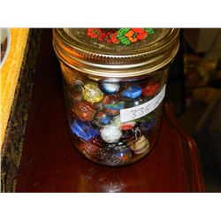 JAR OF COLLECTABLE AND OTHER MARBLES - MAY CONTAIN PEEWEE'S, LARGE AND OTHER RARE ONES
