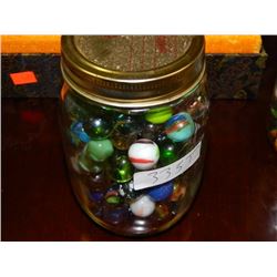 JAR OF COLLECTABLE AND OTHER MARBLES - MAY CONTAIN PEEWEE'S, LARGE AND OTHER RARE ONES