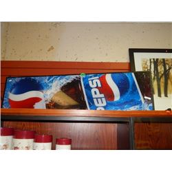 COLLECTORS ELECTRIC PEPSI WALL SIGN - 14" X 48". AS IS NO WARRANTY, NO GUARANTEE