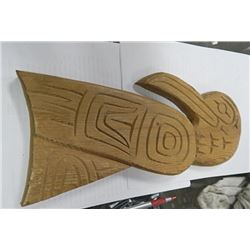 WOOD HAND CARVED EAGLE - 1995 L. KRAWCHUK - 6 X 13"