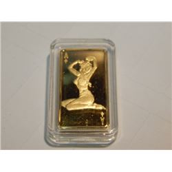 GOLD CLAD PIN-UP GIRL - 100 MILLS GOLD - 5 GRAMS TTL IN PLASTIC CASE