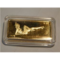GOLD CLAD PIN-UP GIRL - 100 MILLS GOLD - 5 GRAMS TTL IN PLASTIC CASE