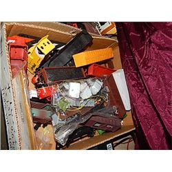 BOX OF MISC TRAINS & PARTS