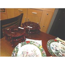 MAHOGANY PLANT STANDS - 6" DIAMETER &  4" DIAMETER - 2 PC SET - NEW