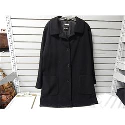 Black lined wool-like buttoned coat