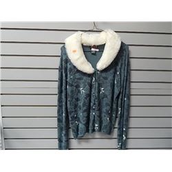 Med Mac&Jac Teal-ish cardigan style with fur collar