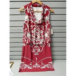 Sz 4 Suzi Chin Sleeveless red flowered pattern