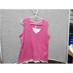 T-SHIRT - LADIES - SIGNATURES - PINK - LARGE - WHITE V-NECK