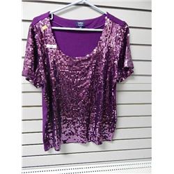 TOP -1X Reitman's Plus Petite  Purple Sequined top