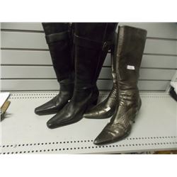 2 pr ladies boots zippered - black; shimmery grey