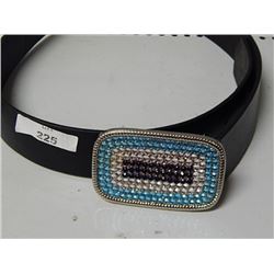 Turquoise/Navy Rhinestone Buckle Belt