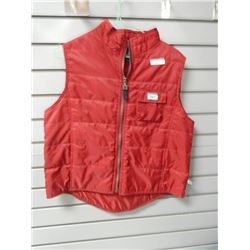 red textured quilted vest