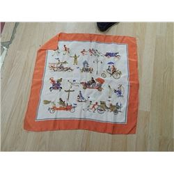 CREAM W ORANGE VINTAGE CARS SCARF