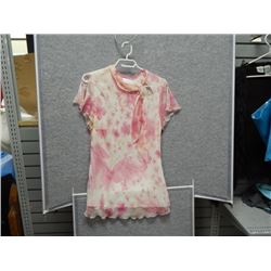 TOP - WORTHINGTON- PEACH TONES - 100% SILK - TIE ON SHOULDER - SZ 12