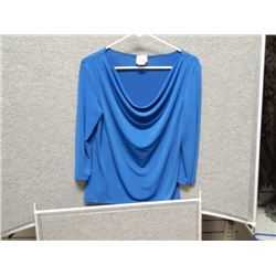 LADIES TOP - COWL COLLAR - BLUE - MEDIUM