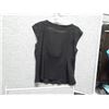Image 2 : TOP - V NECK - BLACK - RUFFLE ON NECK & BOW TIE - SZ MED