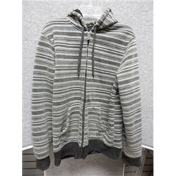 SWEATER MENS - MACHINE 1971 - ZIP UP GRAY AND BLACK HOODIE, WOOL INSIDE - SIZE M