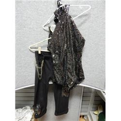 COSTUME -  WOMANS - SEQUIN TOP AND BLACK PANTS SET - SIZE L