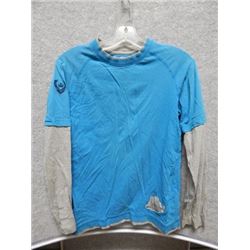 SHIRT CHILDREN - VIBRATIONS - BLUE AND GRAY LONG SLEEVE SHIRT - SIZE 14/16