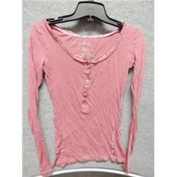 SHIRT WOMANS - OLD NAVY - PINK LONG SLEEVE BUTTON UP TOP - SIZE XS