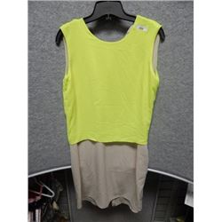 DRESS WOMANS - EDGE & MISS - !NEON! YELLOW 2 LAYER DRESS - SIZE L