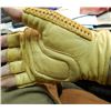 Image 2 : LEATHER & KNITTED FINGERLESS GLOVES - LARGE - 1 PR GOLD