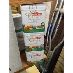 HEDLEY'S CLASSIC GREEN TEA - 6 TINS X 40 STRING & BAG TEA PER LOT- RETAIL APPROX. $60