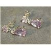 Image 2 : EARRINGS - NEW- 2.53 CTW AMETHYST AND DIAMOND EARRINGS IN STERLING SILVER SETTING - INCLUDES CERTIFI