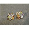 Image 1 : EARRINGS - MULTI GEMSTONE & DIAMOND EARINGS - FLOWER DESIGN SET IN 925 STERLING SILVER AND GOLD CLAD