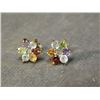 Image 2 : EARRINGS - MULTI GEMSTONE & DIAMOND EARINGS - FLOWER DESIGN SET IN 925 STERLING SILVER AND GOLD CLAD
