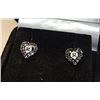 Image 2 : EARRINGS - NEW BLACK DIAMOND  EARRINGS - HEART-SHAPE CLUSTER DESIGN - STERLING SILVER SETTING - POST