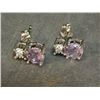 Image 1 : EARRINGS - NEW - ROUND CUT AMETHYST AND DIAMONDS SET IN STERLING SILVER - RETAIL ~$325