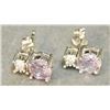 Image 2 : EARRINGS - NEW - ROUND CUT AMETHYST AND DIAMONDS SET IN STERLING SILVER - RETAIL ~$325