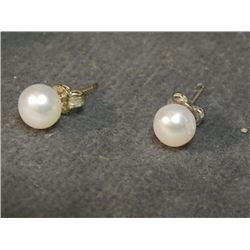 EARRINGS - NATURAL WHITE PEARLS IN STERLING SILVER POST AND BUTTERFLY SETTING - RETAIL ~$150