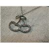 Image 2 : NECKLACE - DIAMONDS IN STERLING SILVER SETTING - DOUBLE CHERRY DESIGN - STERLING SILVER CHAIN INCLUD