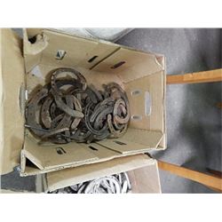 BOX OF USED HORSE SHOES - METAL