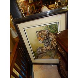 FRAMED LIMITED EDITION PRINT - JAGUAR RESTING - AXEL AMUCHASTEGUI - GALLERY ESTIMATE - $775