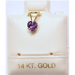 14K GOLD AMETHYST HEART-SHAPED PENDANT