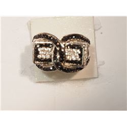 STERLING SILVER BLACK AND WHITE CUBIC ZIRCONIA