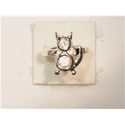 STERLING SILVER CAT CUBIC ZIRCONIA RING