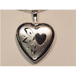 STERLING SILVER 'HEART SHAPE' LOCKET WITH CHAIN