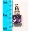 Image 2 : STERLING SILVER AMETHYST & DIAMOND PENDANT