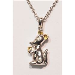 STERLING SILVER DIAMOND MOUSE PENDANT