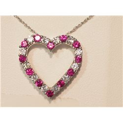 STERLING SILVER 'HEART SHAPE' CREATED RUBY