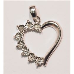 STERLING SILVER DIAMOND HEART DESIGN PENDANT