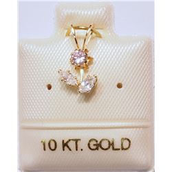 10K GOLD PINK & WHITE CUBIC ZIRCONIA FLOWER