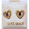Image 1 : 10K GOLD SAPPHIRE HEART DESIGN EARRINGS